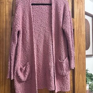 Maurices Pink Textured Cardigan Sweater